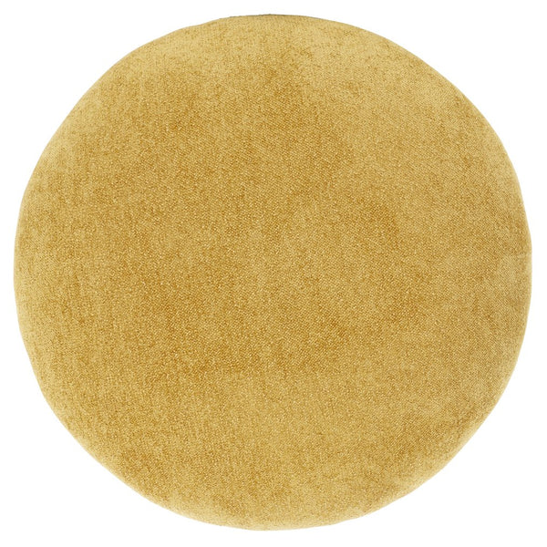 Safavieh Dreid Round Top Ottoman In Mustard - Chic, Durable, And Stylish Accent Piece For Your Home Decor Mustard Wood,Fabric,Foam Ott1305a
