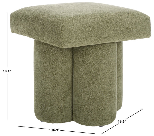 Safavieh Farq Square Top Ottoman In Moss - Stylish Solid Wood Design For Comfort & Versatile Home Decor Moss Wood,Fabric,Foam Ott1306a