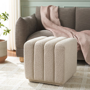 Safavieh Joseph Square Ottoman - Elegant Minimalist Accent Piece Offering Plush Comfort And Versatile Style Beige Boucle OTT1307A