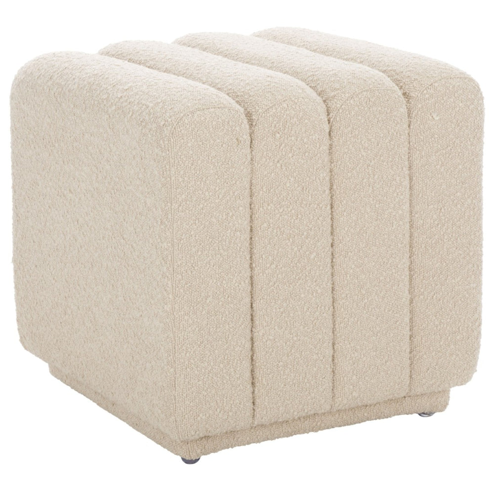 Safavieh Joseph Square Ottoman - Elegant Minimalist Accent Piece Offering Plush Comfort And Versatile Style Beige Boucle OTT1307A