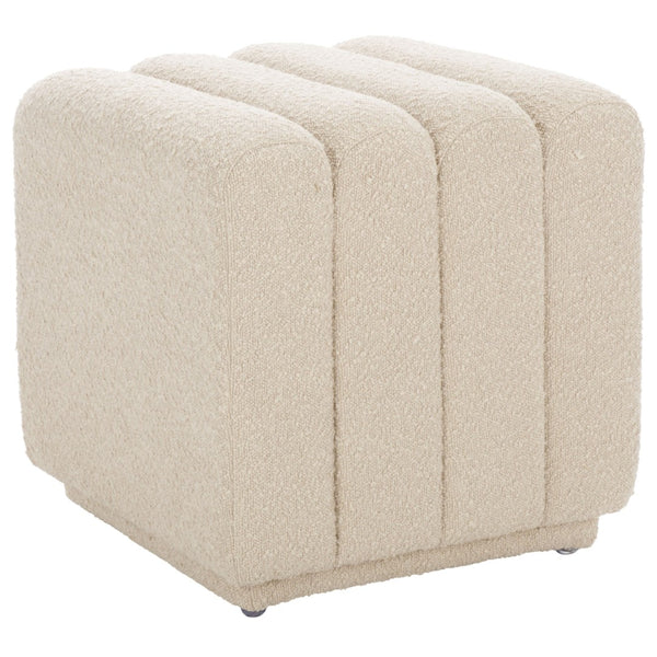 Safavieh Joseph Square Ottoman - Elegant Minimalist Accent Piece Offering Plush Comfort And Versatile Style Beige Boucle OTT1307A