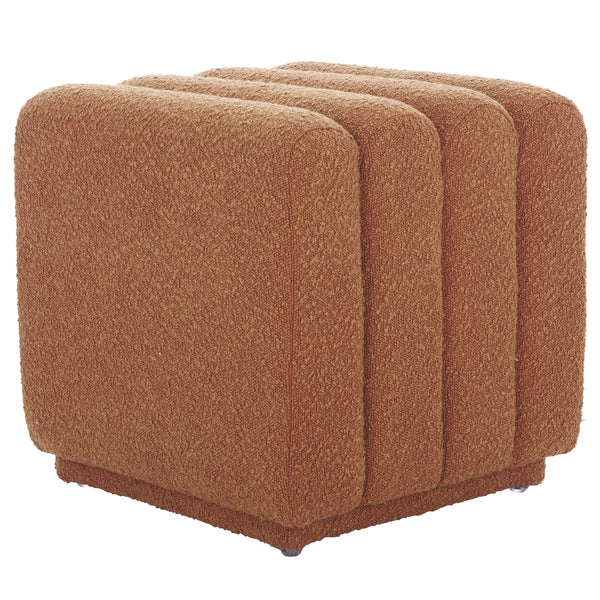 Safavieh Joseph Square Ottoman - Elegant Boucle Design For Ultimate Comfort And Sophisticated Living Spaces Rust Wood,Fabric,Foam Ott1307b