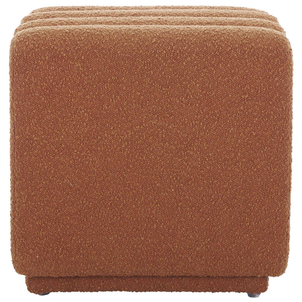 Safavieh Joseph Square Ottoman - Elegant Boucle Design For Ultimate Comfort And Sophisticated Living Spaces Rust Wood,Fabric,Foam Ott1307b
