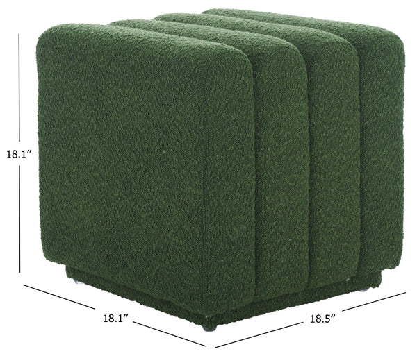 Safavieh Joseph Square Ottoman - Elegant Boucle Design For Ultimate Comfort And Sophisticated Living Spaces Pine Green Wood,Fabric,Foam Ott1307c