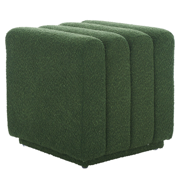 Safavieh Joseph Square Ottoman - Elegant Boucle Design For Ultimate Comfort And Sophisticated Living Spaces Pine Green Wood,Fabric,Foam Ott1307c