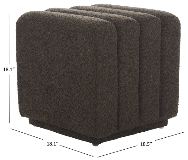 Safavieh Joseph Square Ottoman - Elegant Boucle Design For Ultimate Comfort And Sophisticated Living Spaces Brown Wood,Fabric,Foam Ott1307d
