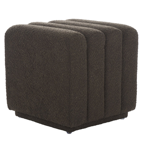 Safavieh Joseph Square Ottoman - Elegant Boucle Design For Ultimate Comfort And Sophisticated Living Spaces Brown Wood,Fabric,Foam Ott1307d