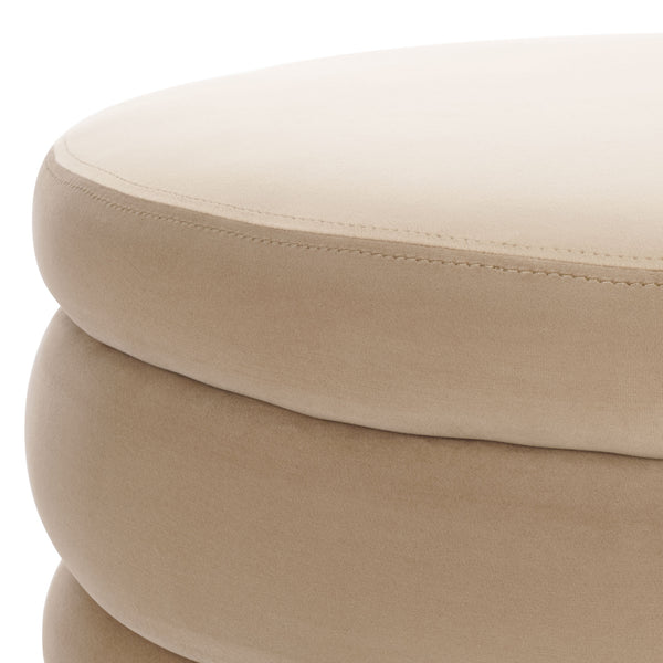 Safavieh Rohan Layered Cocktail Ottoman - Chic Contemporary Design For Stylish Living Rooms And Offices Light Brown Wood,Fabric,Foam Ott1308b
