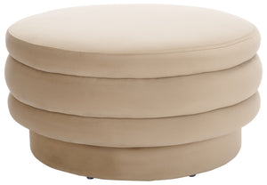 Safavieh Rohan Layered Cocktail Ottoman - Chic Contemporary Design For Stylish Living Rooms And Offices Light Brown Wood,Fabric,Foam Ott1308b