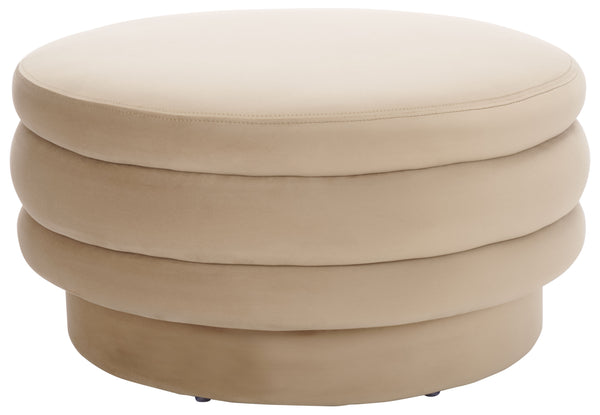 Safavieh Rohan Layered Cocktail Ottoman - Chic Contemporary Design For Stylish Living Rooms And Offices Light Brown Wood,Fabric,Foam Ott1308b