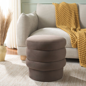Safavieh Rohan Layered Ottoman - Plush Accent Piece For Living Room, Bedroom, Or Entryway With Modern Design Chocolate OTT1309A