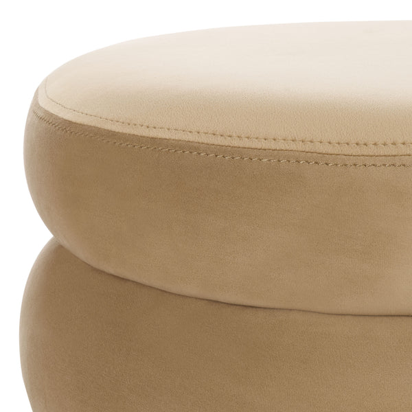 Safavieh Rohan Layered Ottoman - Luxurious Comfort And Style For Your Living Space, Perfect For Relaxation Tan Wood,Fabric,Foam Ott1309b