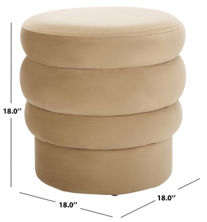 Safavieh Rohan Layered Ottoman - Luxurious Comfort And Style For Your Living Space, Perfect For Relaxation Tan Wood,Fabric,Foam Ott1309b