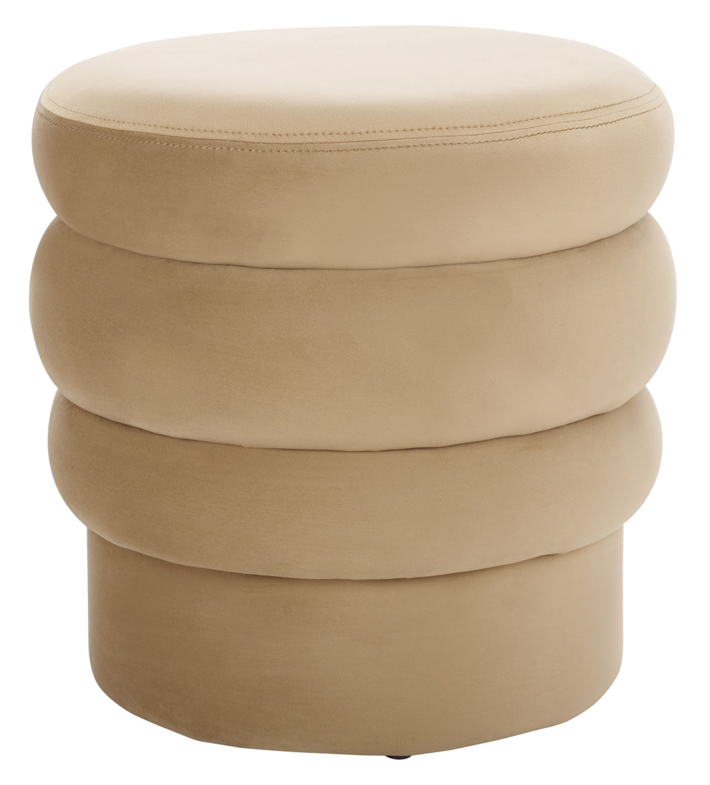 Safavieh Rohan Layered Ottoman - Luxurious Comfort And Style For Your Living Space, Perfect For Relaxation Tan Wood,Fabric,Foam Ott1309b