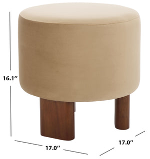 Safavieh Mista Ottoman With Elegant Wooden Legs – Timeless Comfort And Style For Any Living Space Decor Tan ,Brown Wood,Fabric,Foam Ott1310b