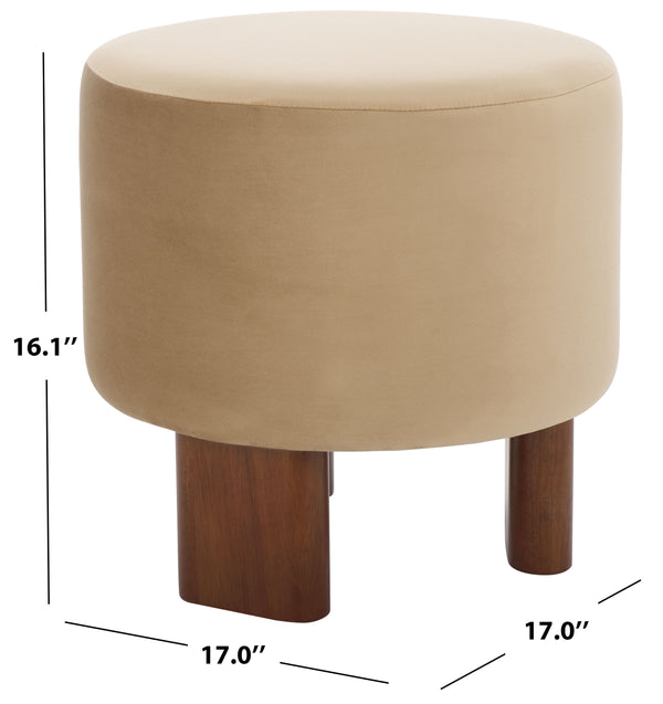 Safavieh Mista Ottoman With Elegant Wooden Legs – Timeless Comfort And Style For Any Living Space Decor Tan ,Brown Wood,Fabric,Foam Ott1310b