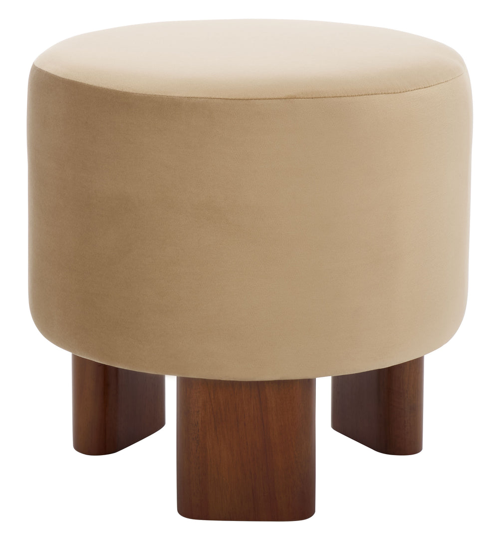 Safavieh Mista Ottoman With Elegant Wooden Legs – Timeless Comfort And Style For Any Living Space Decor Tan ,Brown Wood,Fabric,Foam Ott1310b
