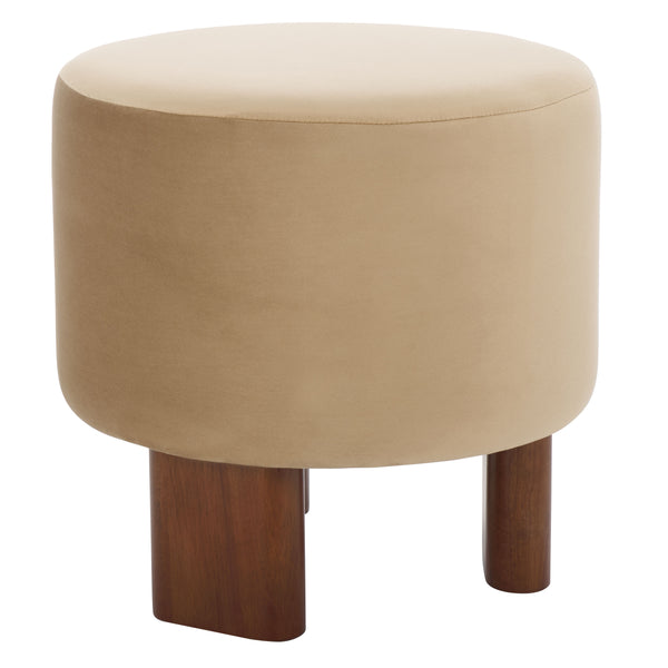 Safavieh Mista Ottoman With Elegant Wooden Legs – Timeless Comfort And Style For Any Living Space Decor Tan ,Brown Wood,Fabric,Foam Ott1310b