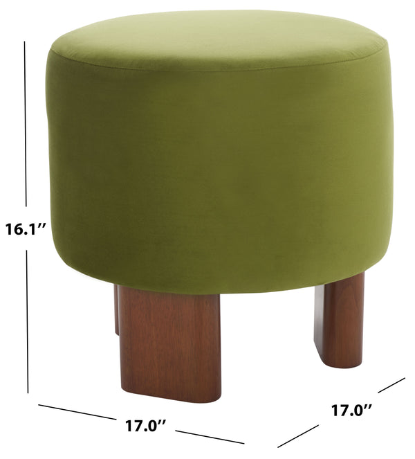 Safavieh Mista Ottoman With Elegant Wooden Legs – Timeless Comfort And Style For Any Living Space Decor Olive ,Brown Wood,Fabric,Foam Ott1310c