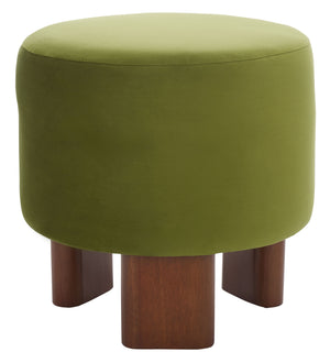 Safavieh Mista Ottoman With Elegant Wooden Legs – Timeless Comfort And Style For Any Living Space Decor Olive ,Brown Wood,Fabric,Foam Ott1310c