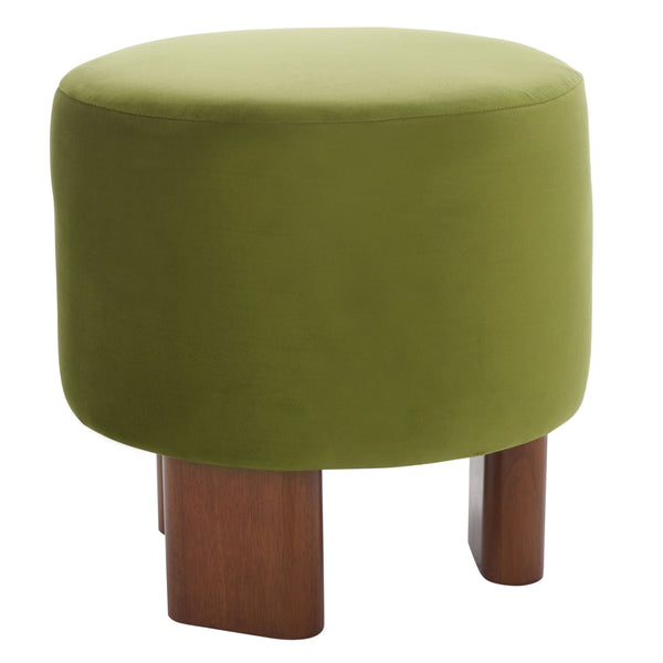 Safavieh Mista Ottoman With Elegant Wooden Legs – Timeless Comfort And Style For Any Living Space Decor Olive ,Brown Wood,Fabric,Foam Ott1310c