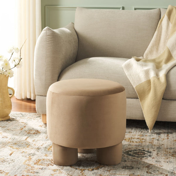 Safavieh Naref Ottoman - Stylish Comfort Piece For Living Room, Perfect Blend Of Durability And Elegance Tan Wood,Fabric,Foam Ott1311b