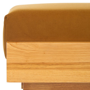 Safavieh Tarilynn Ottoman - Plush Velvet Footstool & Extra Seat With Stylish Rubberwood Frame For Any Room Mustard / Natural OTT3400A
