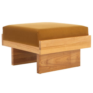 Safavieh Tarilynn Ottoman - Plush Velvet Footstool & Extra Seat With Stylish Rubberwood Frame For Any Room Mustard / Natural OTT3400A