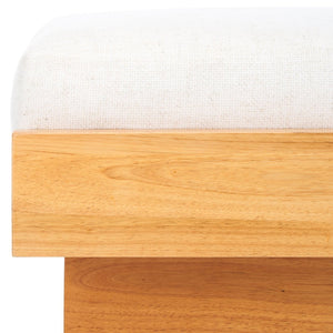 Safavieh Tarilynn Ottoman - Plush Velvet Footstool & Extra Seat With Stylish Rubberwood Frame For Any Room Cream / Natural OTT3400B