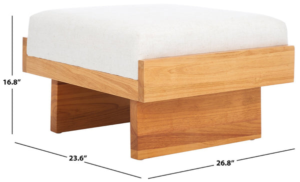 Safavieh Tarilynn Ottoman - Plush Velvet Footstool & Extra Seat With Stylish Rubberwood Frame For Any Room Cream / Natural OTT3400B