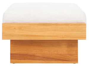 Safavieh Tarilynn Ottoman - Plush Velvet Footstool & Extra Seat With Stylish Rubberwood Frame For Any Room Cream / Natural OTT3400B