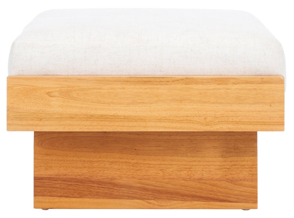 Safavieh Tarilynn Ottoman - Plush Velvet Footstool & Extra Seat With Stylish Rubberwood Frame For Any Room Cream / Natural OTT3400B