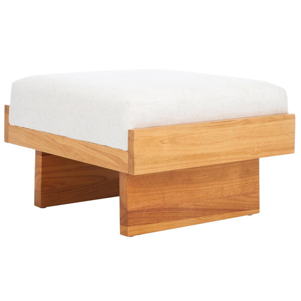 Safavieh Tarilynn Ottoman - Plush Velvet Footstool & Extra Seat With Stylish Rubberwood Frame For Any Room Cream / Natural OTT3400B