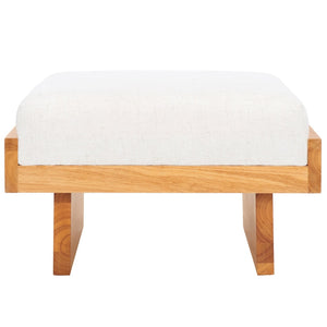 Safavieh Tarilynn Ottoman - Plush Velvet Footstool & Extra Seat With Stylish Rubberwood Frame For Any Room Cream / Natural OTT3400B