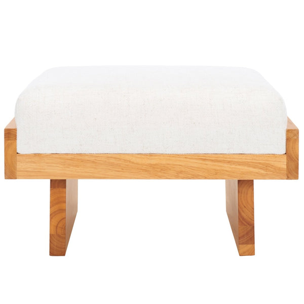 Safavieh Tarilynn Ottoman - Plush Velvet Footstool & Extra Seat With Stylish Rubberwood Frame For Any Room Cream / Natural OTT3400B