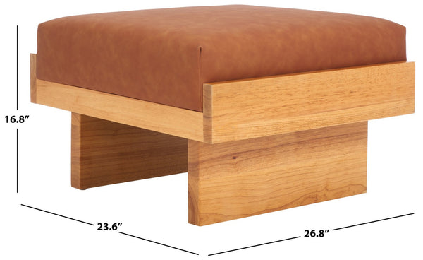 Safavieh Tarilynn Ottoman - Plush Velvet Footstool & Extra Seat With Stylish Rubberwood Frame For Any Room Congac / Natural OTT3400C