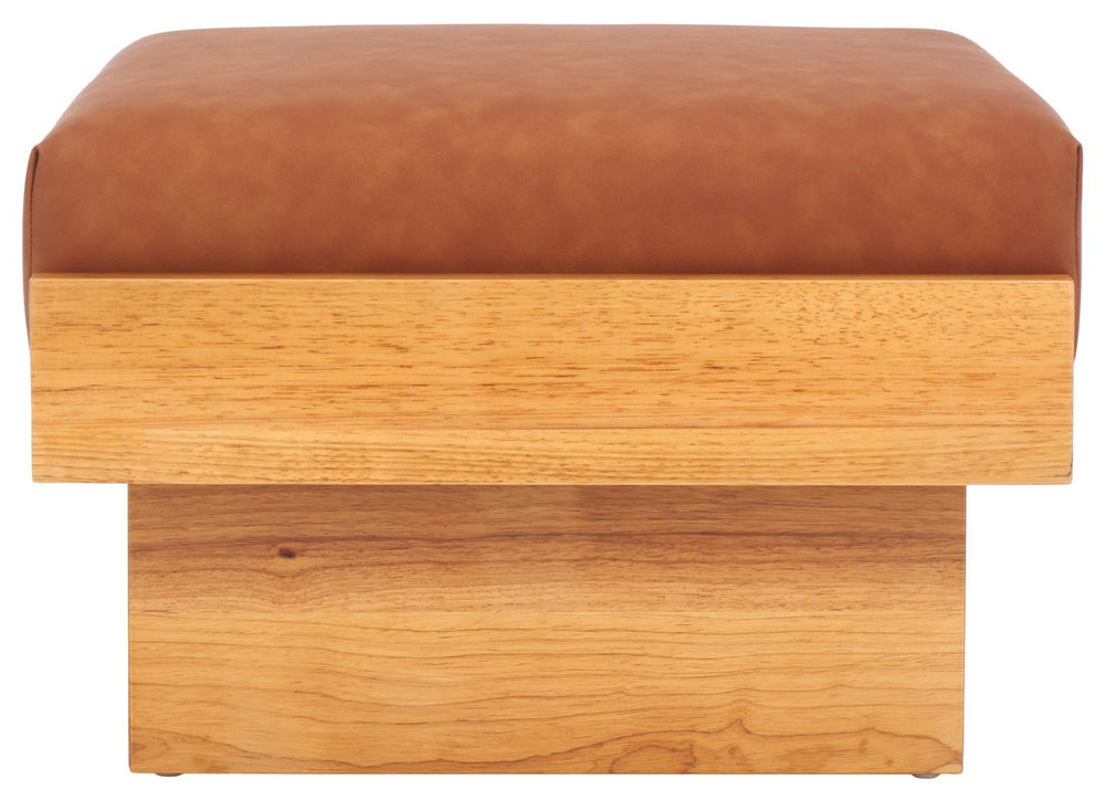 Safavieh Tarilynn Ottoman - Plush Velvet Footstool & Extra Seat With Stylish Rubberwood Frame For Any Room Congac / Natural OTT3400C