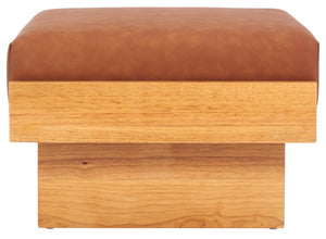 Safavieh Tarilynn Ottoman - Plush Velvet Footstool & Extra Seat With Stylish Rubberwood Frame For Any Room Congac / Natural OTT3400C