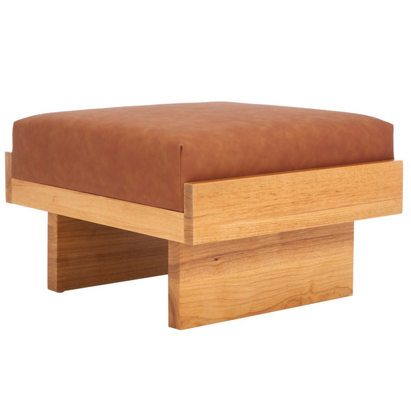 Safavieh Tarilynn Ottoman - Plush Velvet Footstool & Extra Seat With Stylish Rubberwood Frame For Any Room Congac / Natural OTT3400C