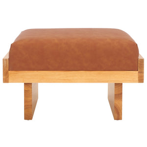 Safavieh Tarilynn Ottoman - Plush Velvet Footstool & Extra Seat With Stylish Rubberwood Frame For Any Room Congac / Natural OTT3400C