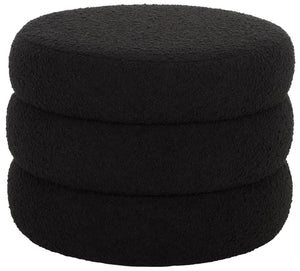 Safavieh Ryth Chic Boucle Ottoman - Versatile Cylindrical Accent For Extra Seating, Footrest, Or Decor Black OTT3401F