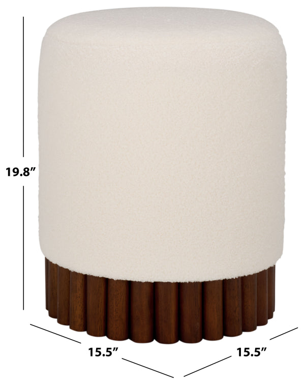 Safavieh Cerna Ottoman - Elegant Off White & Dark Brown Home Furniture For Stylish Living Room Decor Off White ,Dark Brown Wood,Foam,Fabric Ott3402a