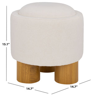 Safavieh Posner Ottoman - Elegant Ivory/Natural Fabric, Durable Rubberwood, Plush Foam Comfort For Stylish Relaxation Ivory ,Natural Wood,Foam,Fabric Ott3403a
