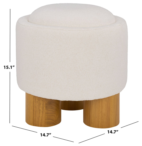 Safavieh Posner Ottoman - Elegant Ivory/Natural Fabric, Durable Rubberwood, Plush Foam Comfort For Stylish Relaxation Ivory ,Natural Wood,Foam,Fabric Ott3403a
