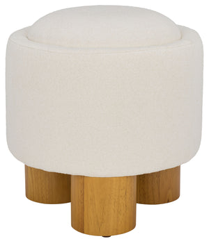 Safavieh Posner Ottoman - Elegant Ivory/Natural Fabric, Durable Rubberwood, Plush Foam Comfort For Stylish Relaxation Ivory ,Natural Wood,Foam,Fabric Ott3403a