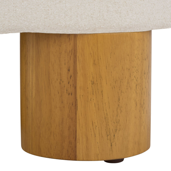 Safavieh Posner Ottoman - Elegant Ivory/Natural Fabric, Durable Rubberwood, Plush Foam Comfort For Stylish Relaxation Ivory ,Natural Wood,Foam,Fabric Ott3403a