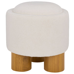 Safavieh Posner Ottoman - Elegant Ivory/Natural Fabric, Durable Rubberwood, Plush Foam Comfort For Stylish Relaxation Ivory ,Natural Wood,Foam,Fabric Ott3403a