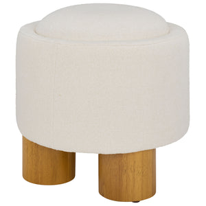 Safavieh Posner Ottoman - Elegant Ivory/Natural Fabric, Durable Rubberwood, Plush Foam Comfort For Stylish Relaxation Ivory ,Natural Wood,Foam,Fabric Ott3403a