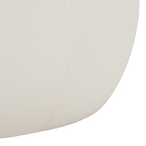 Siara Round Storage Ottoman With Hidden Compartment, Cream Upholstery, Durable Plywood Frame Pmid