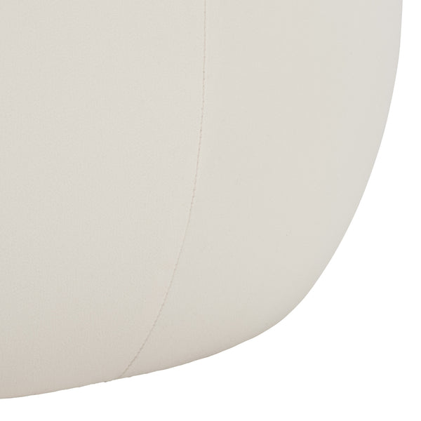 Siara Round Storage Ottoman With Hidden Compartment, Cream Upholstery, Durable Plywood Frame Pmid